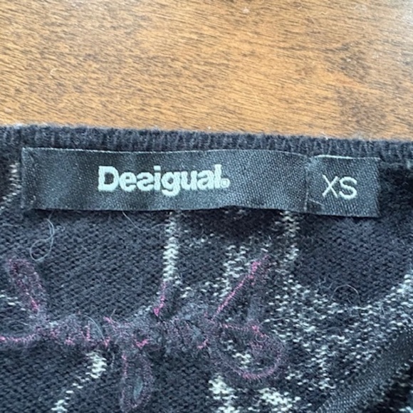 DESIGUAL open waterfall cardigan sz XS (S) black with multicolour floral pattern - Picture 5 of 16